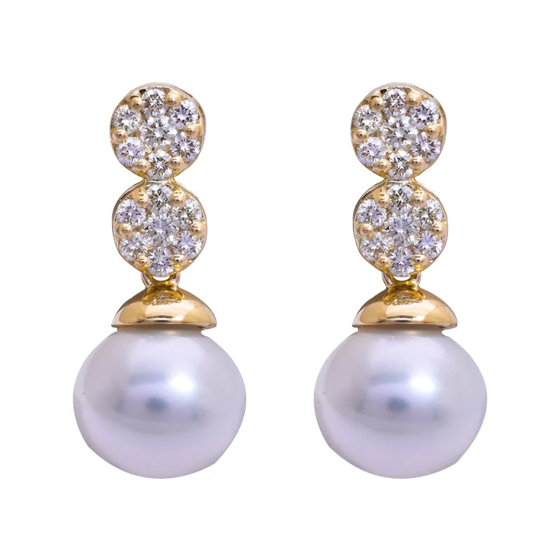 statement earrings for women -Earrings- South Sea Pearl and Diamond