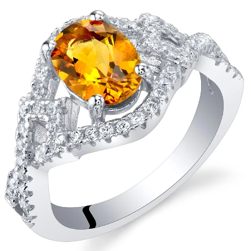 statement rings for women -Sterling Silver 1 ct Citrine Birthstone Ring