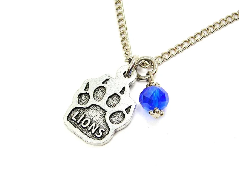 statement necklaces for women -Lions Mascot Paw Print Necklace with Crystal Accent