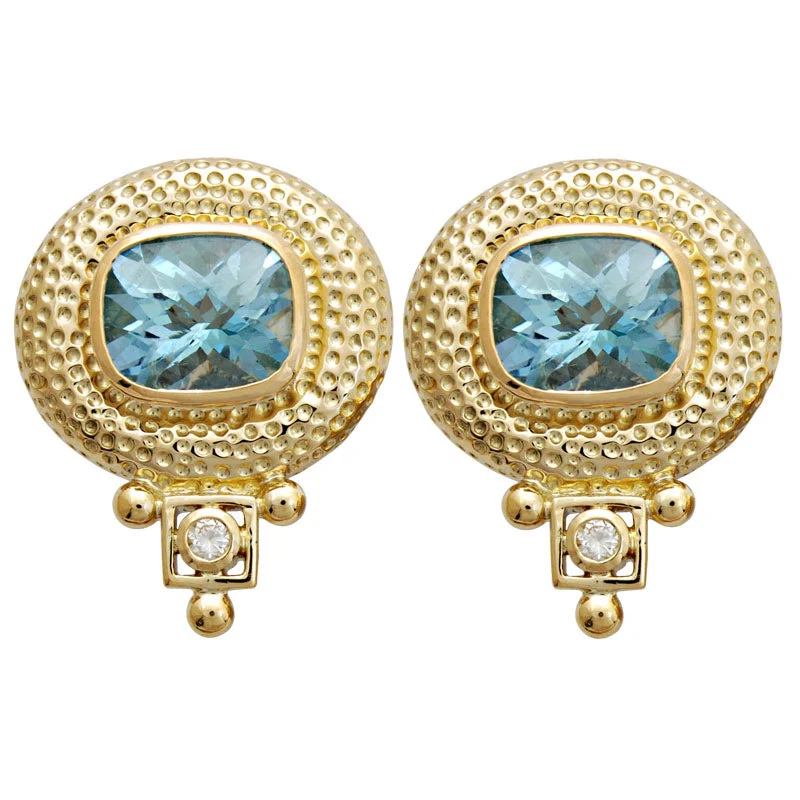 designer earrings for women -Earrings- Blue Topaz And Diamond