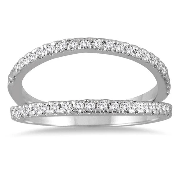 diamond rings for women -Marquee Jewels 10K White Gold 1/3CT Diamond Double Row Split Ring