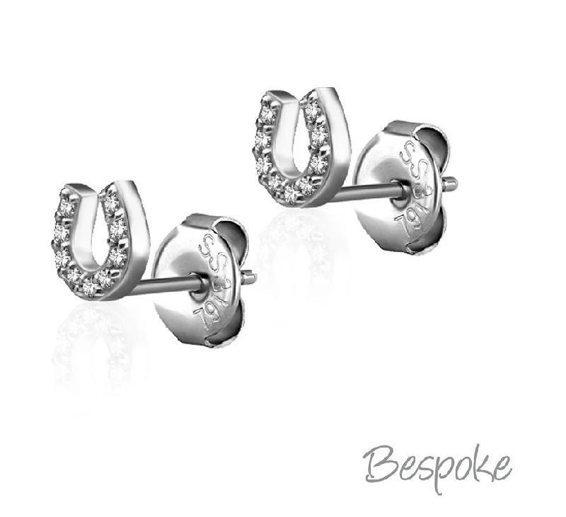 luxury hoop earrings for women -Bespoke Earring Horseshoe Steel 0.8mm - Pair