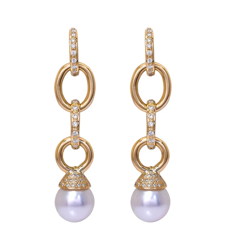 rose gold earrings for women -Earrings- South Sea Pearl and Diamond