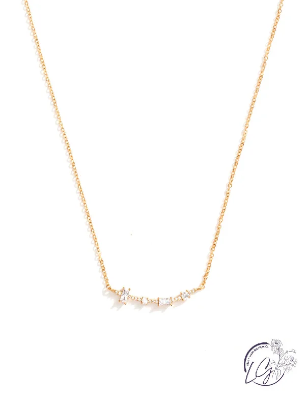 adjustable gold necklaces for women -Curved Baguette CZ Necklace