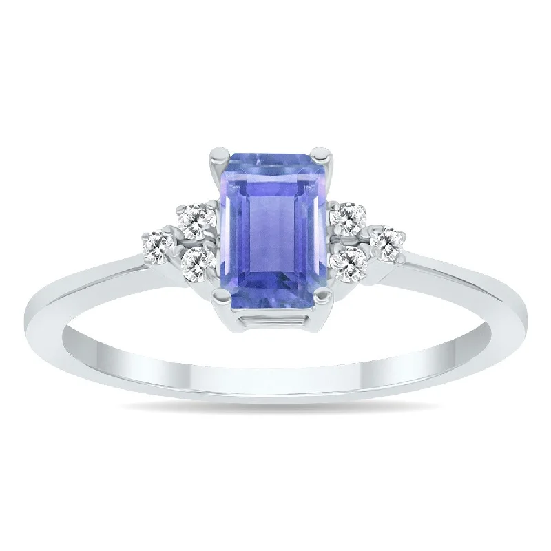 statement wedding rings for women -Tanzanite and Diamond Regal Ring in 10k White Gold