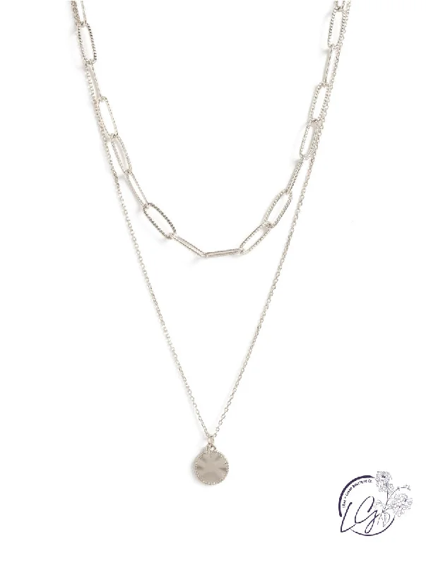 silver chain necklaces for women -Textured link Chain and Simple Pendant Necklace