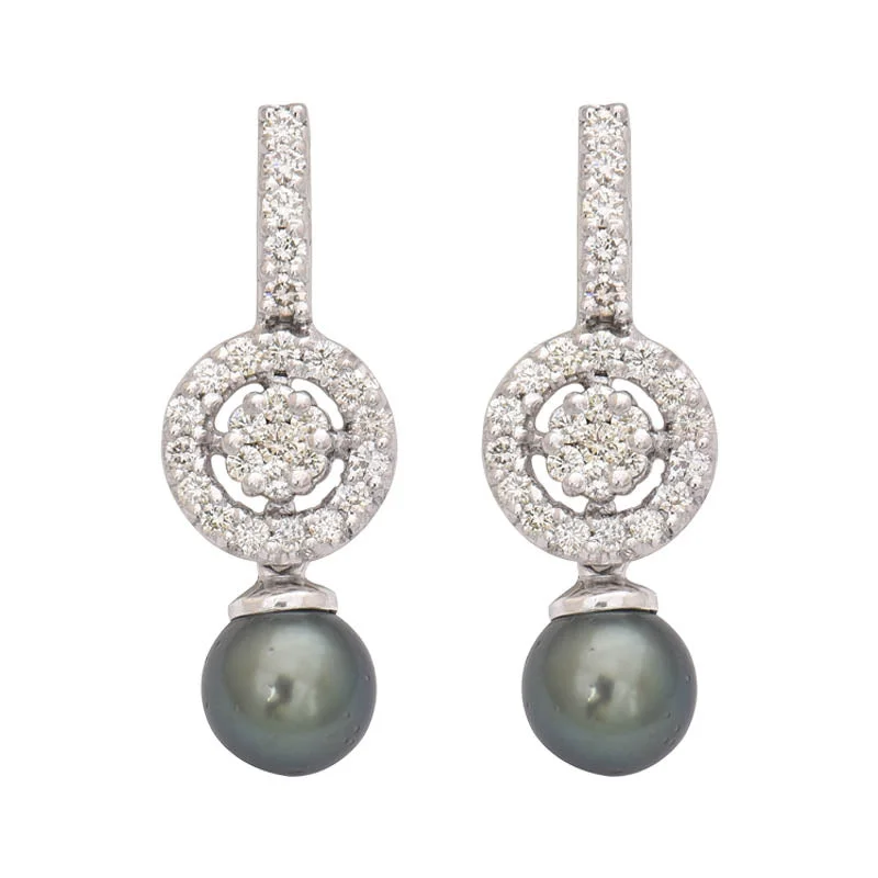 trendy earrings for women -Earrings- South Sea Pearl and Diamond