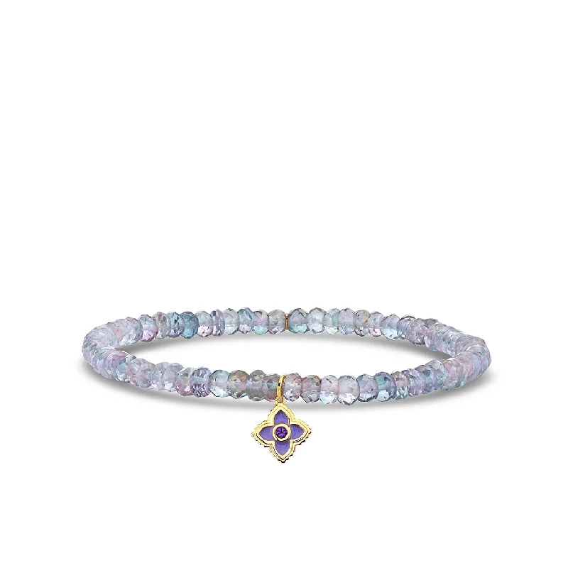 crystal bracelets for women -Gold & Amethyst Mini Moroccan Flower on Mystic Rainbow Quartz