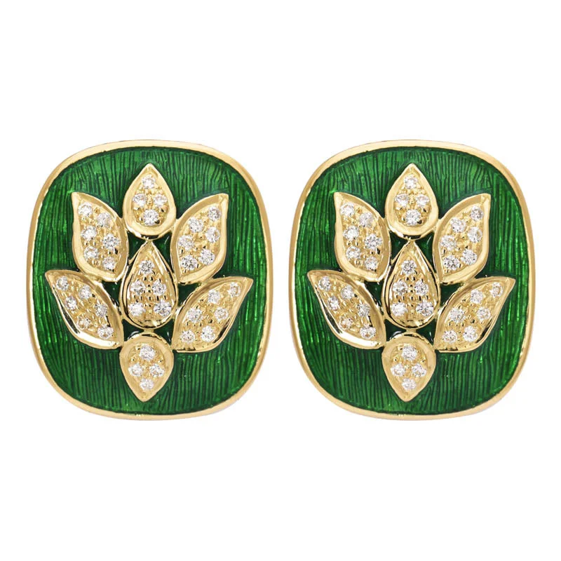 silver stud earrings for women -Earrings- Diamond (Enamel)