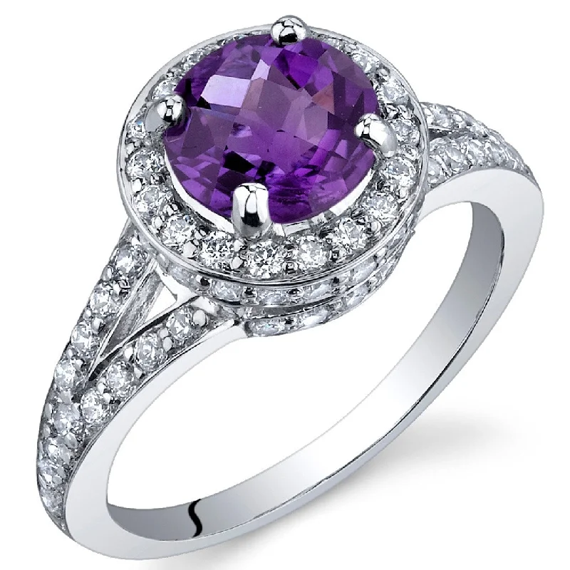 stackable rings for women -Sterling Silver 1.25 ct Amethyst Birthstone Ring