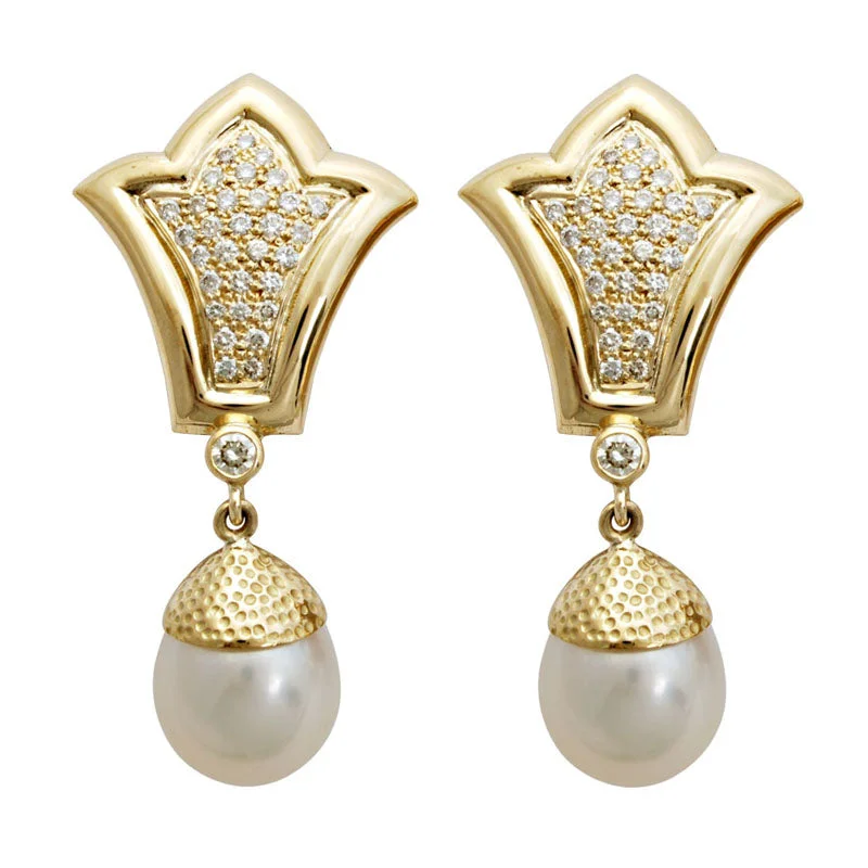 thick hoop earrings -Earrings- Pearl And Diamond