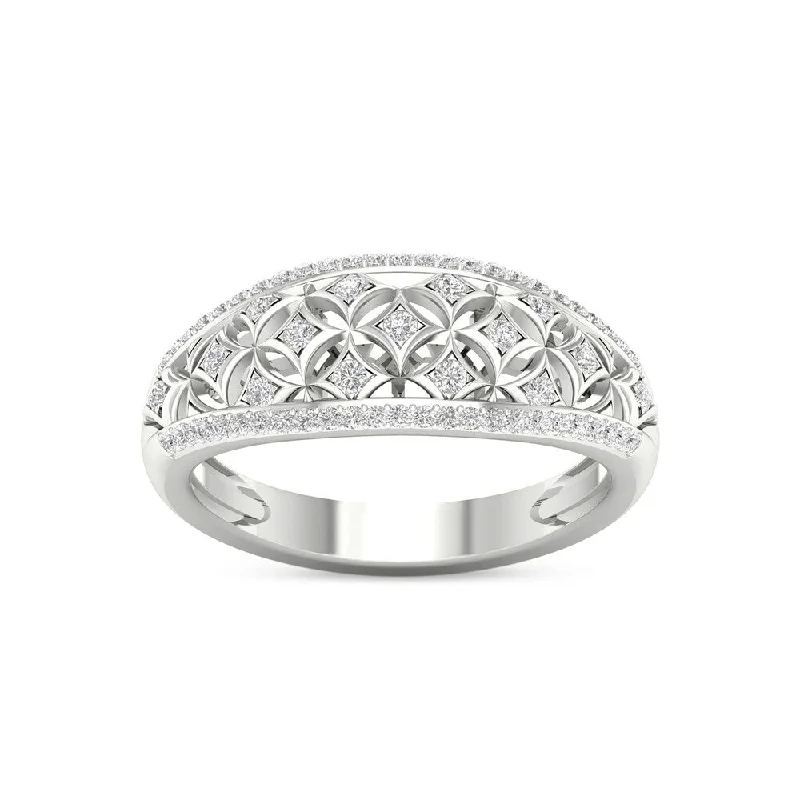 wedding rings with multiple stones -De Couer 10k White Gold 1/5ct TDW Diamond Fashion Ring - White H-I - White H-I