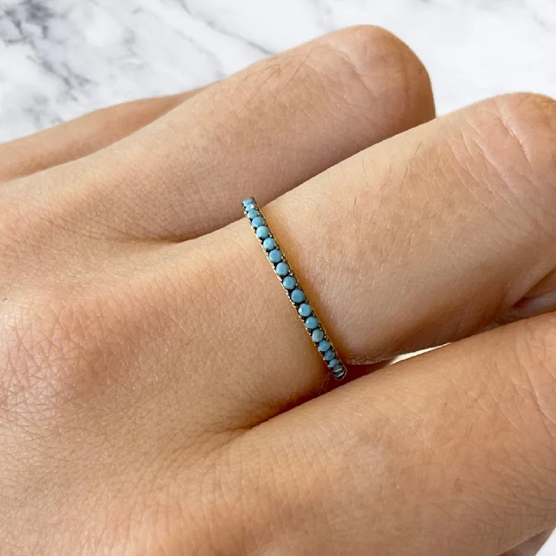 statement rings for women -Turquoise Demi Eternity Ring