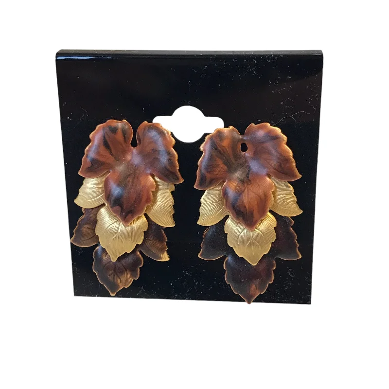 luxury gold earrings for women -Earrings Dangle/Drop In Brown & Gold