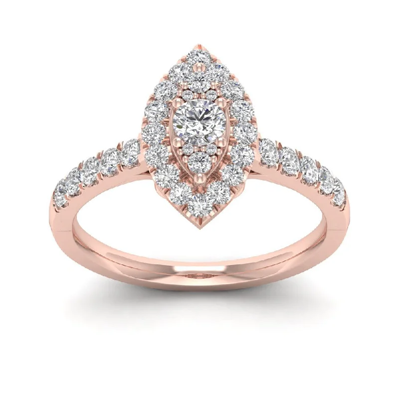 gemstone engagement rings -De Couer 5/8ct TDW Diamond Marquise Shape Halo Ring - Pink