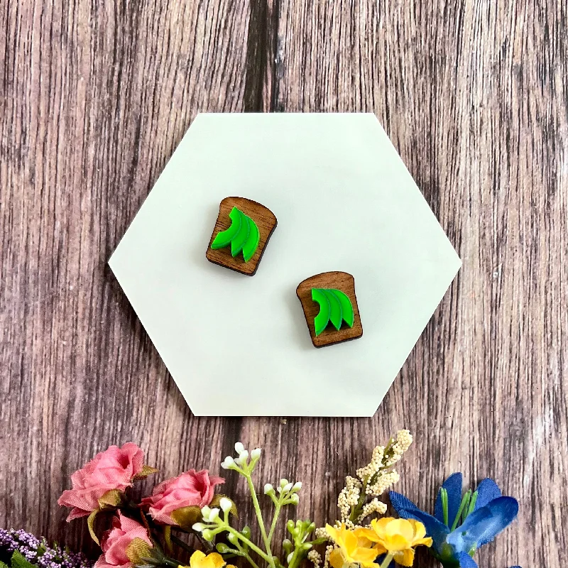 vintage drop earrings -Avocado Toast Stud Earrings