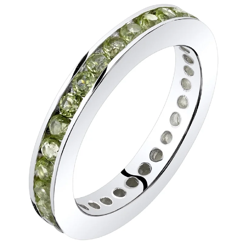 oval rings for women -Sterling Silver 1 ct Peridot Birthstone Ring