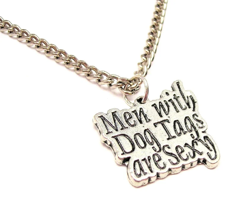 gemstone drop necklaces -Men With Dog Tags Are Sexy Single Charm Necklace