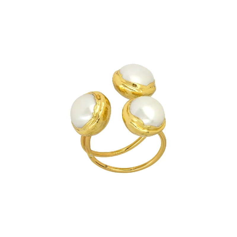 modern wedding rings for women -Sonia Ring White Pearl