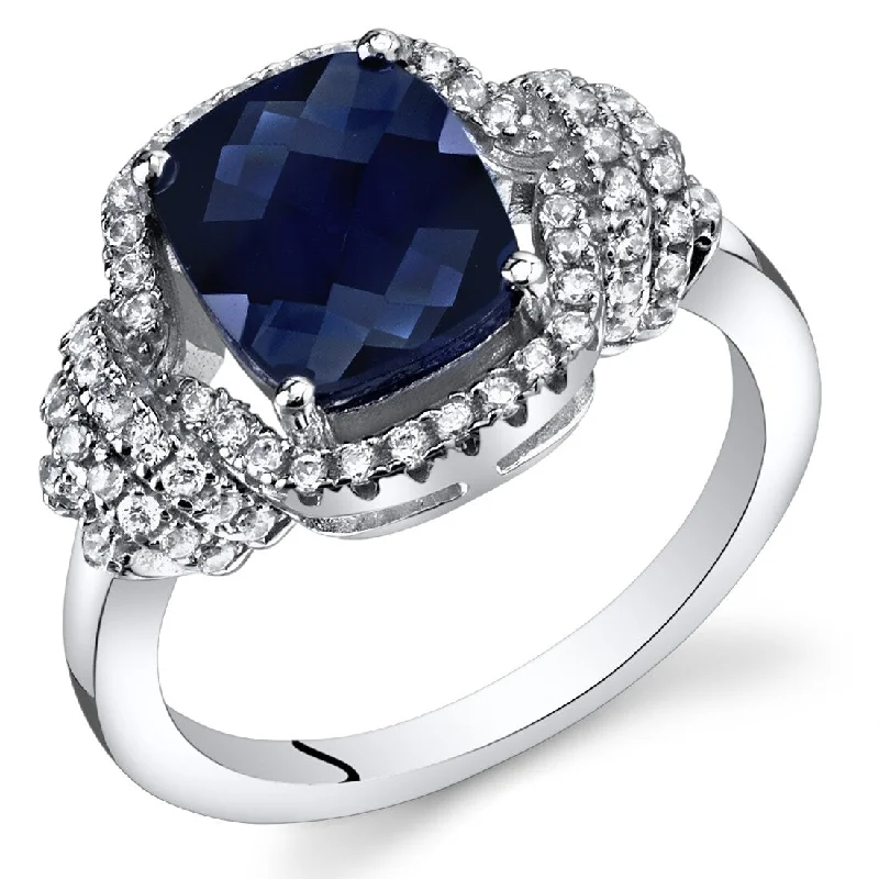 solitaire rings for women -Sterling Silver 2.75 ct Created Sapphire Birthstone Ring