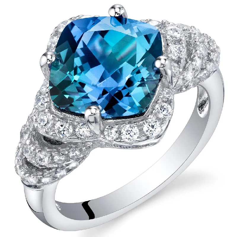 stylish rings for women -Sterling Silver 4.25 ct Color-changing Alexandrite Halo Ring