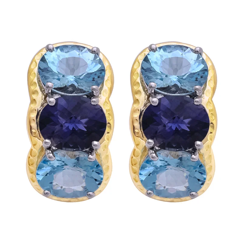 antique drop earrings for women -Earrings- Iolite and Blue Topaz