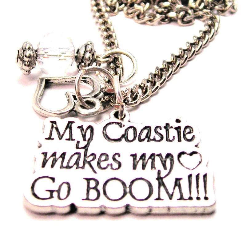 luxury necklaces for brides -My Coastie Makes My Heart Go Boom Necklace with Small Heart