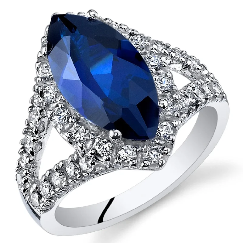 anniversary rings with diamonds -Sterling Silver 3.5 ct Created Sapphire Birthstone Ring