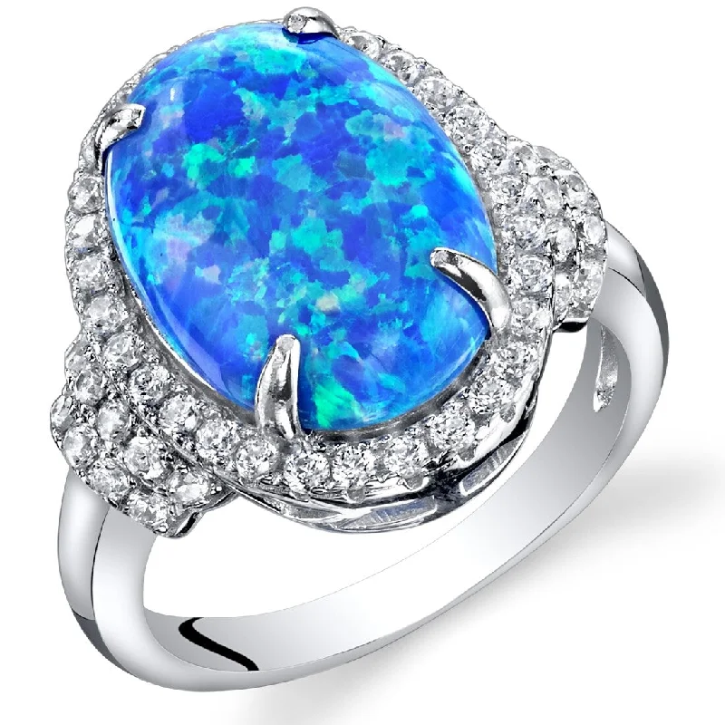 eternity diamond wedding rings -Sterling Silver 2.25 ct Blue Opal Ring