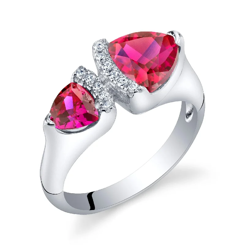 classic rings for women -Sterling Silver 1.5 ct Created Ruby Birthstone Ring