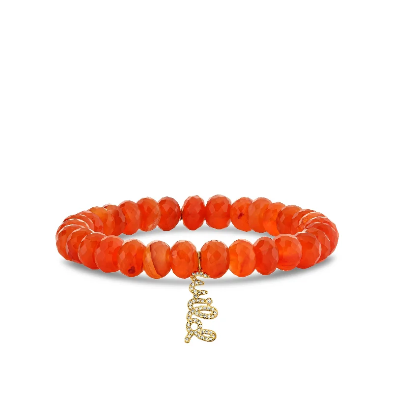 chic bangles for women -Gold & Diamond Wild Script on Carnelian