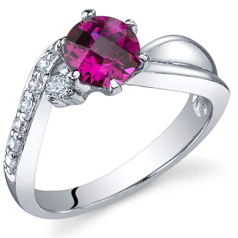 eternity diamond wedding rings -Sterling Silver 1 ct Created Ruby Birthstone Ring