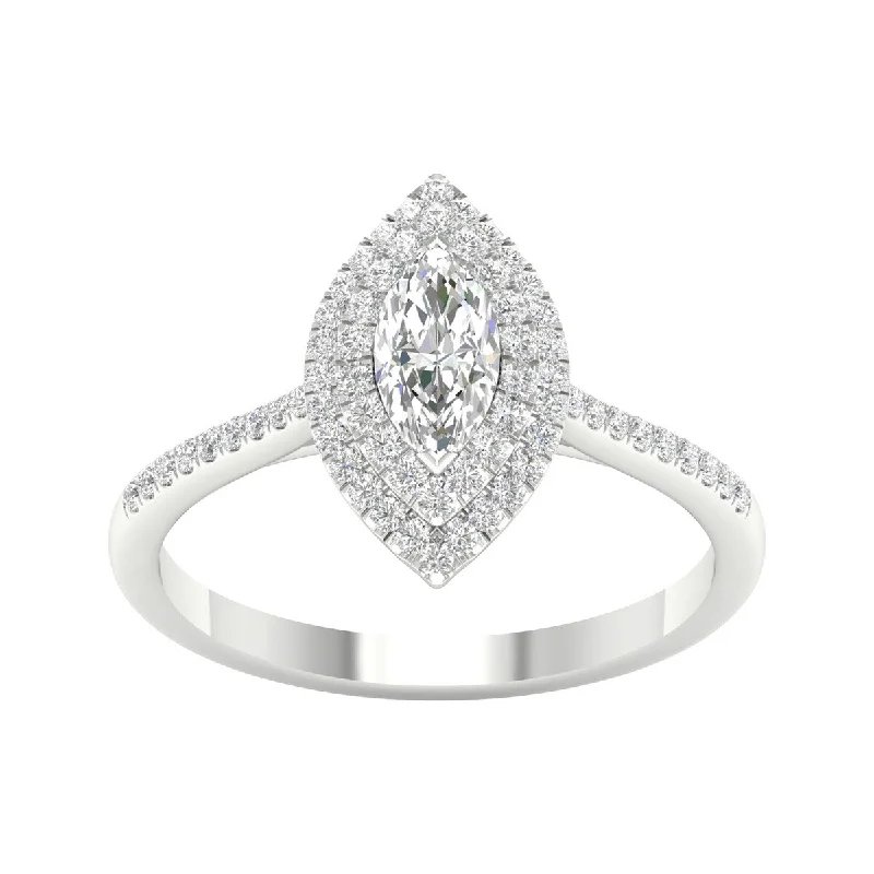 large statement rings -5/8ct TDW Diamond Halo Ring in 10k Gold by De Couer