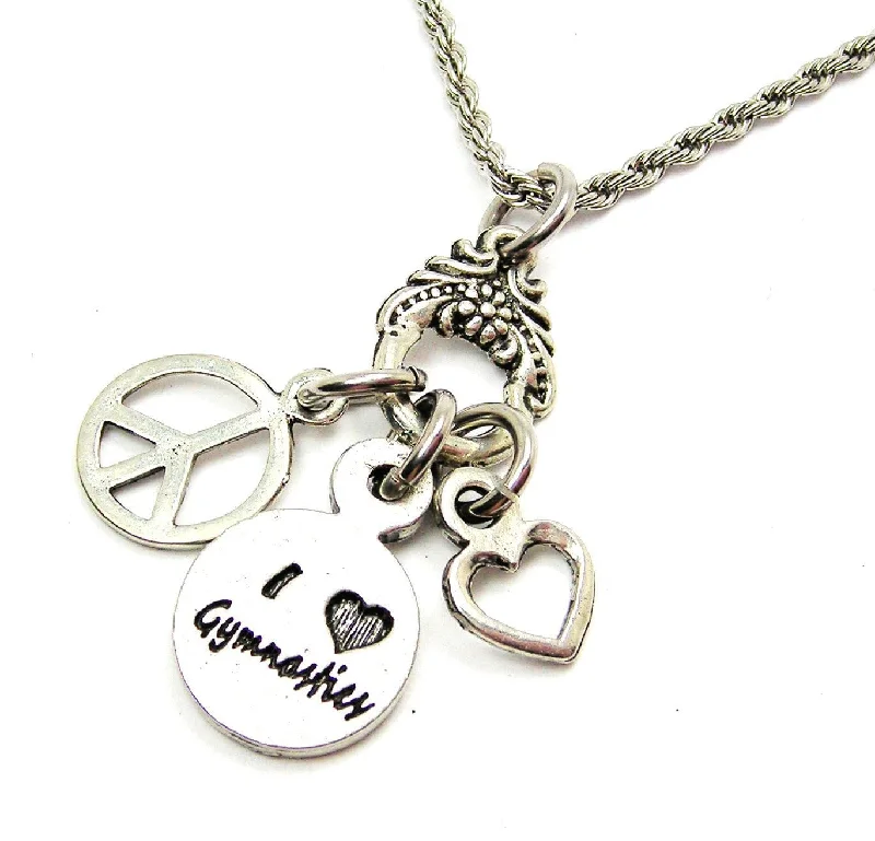 minimalist necklaces for women -Peace Love Gymnastics Catalog Necklace