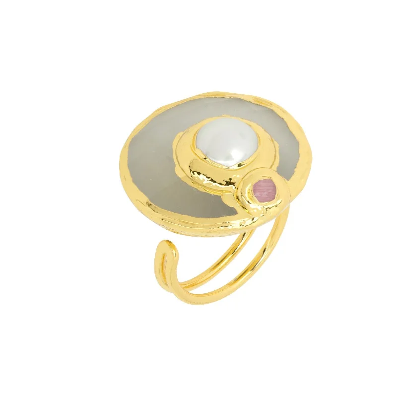 promise rings with birthstones -Gaia Ring White