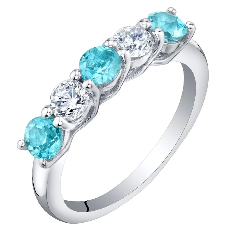 emerald rings for women -Sterling Silver 0.5 ct Swiss Blue Topaz Stackable Ring