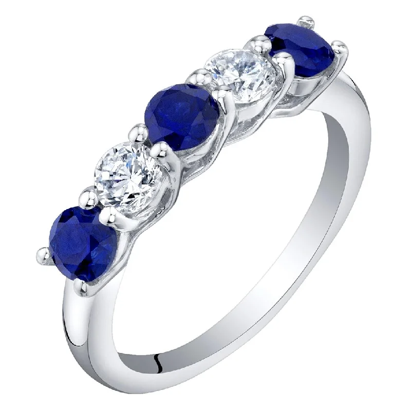 heart-shaped rings for women -Sterling Silver 0.75 ct Created Sapphire Stackable Ring