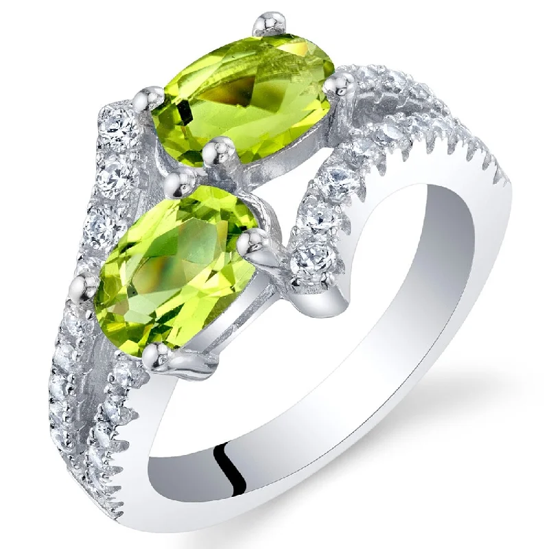 multi-stone rings for women -Sterling Silver 1.5 ct Peridot Birthstone Ring