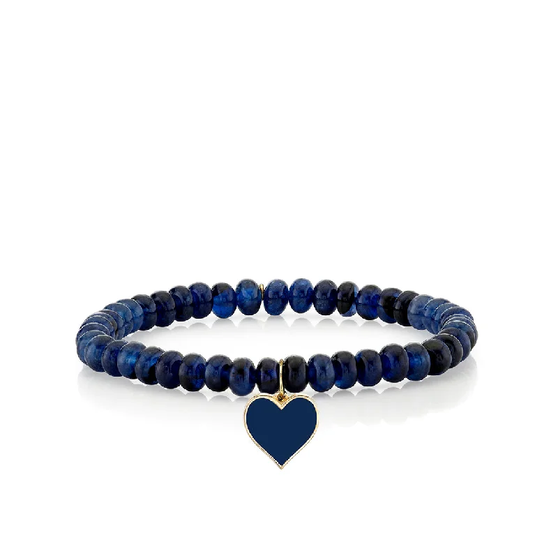 sterling silver cuff bangles -Gold & Enamel Heart on Sapphire