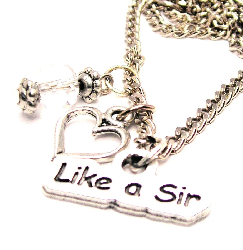 personalized initial necklaces -Like A Sir Necklace with Small Heart