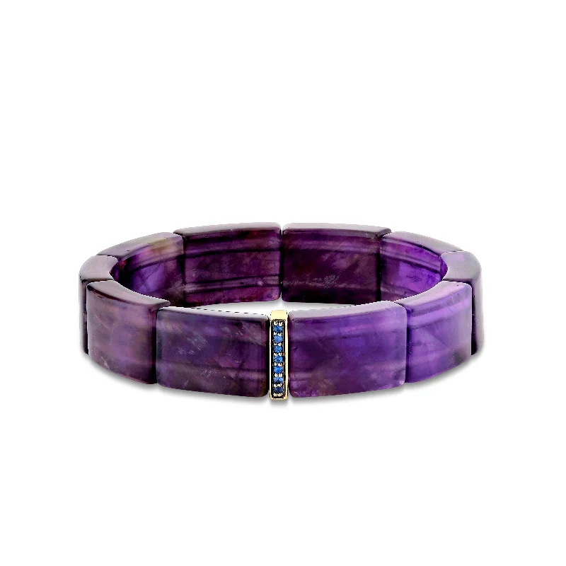 wedding bangles for women -Gold & Sapphire Single Row Spacer On Amethyst