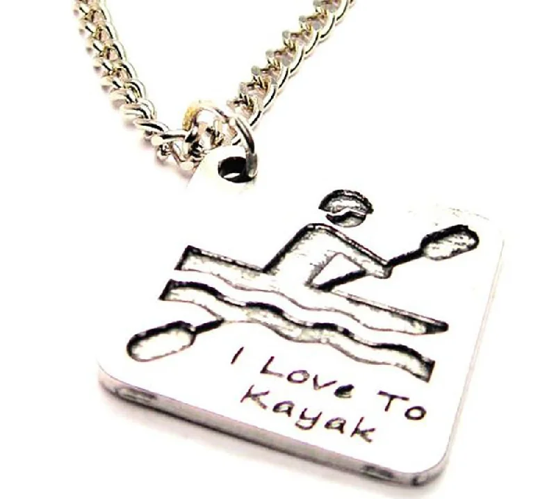 heart-shaped necklaces for women -I Love To Kayak Single Charm Necklace