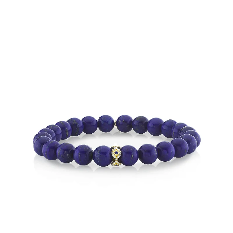 minimalist bracelets for women -Gold & Diamond Bezel Eye Rondelle on Lapis