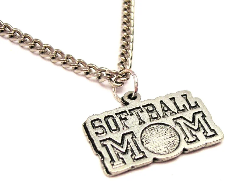 luxury gold necklaces for women -Softball Mom Single Charm Necklace