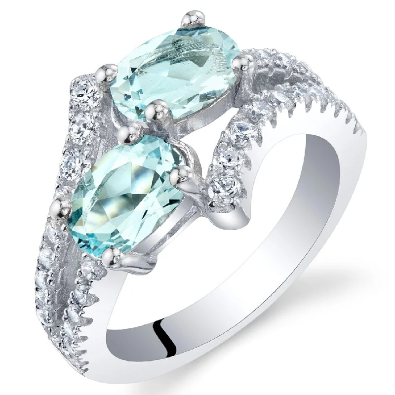 unique engagement rings for women -Sterling Silver 1.25 ct Aquamarine Birthstone Ring