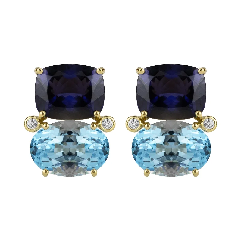 hoop earrings for women -Earrings  - Iolite, Blue Topaz And Diamond