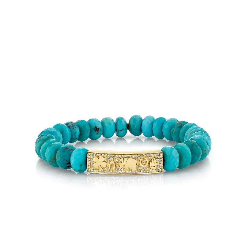 stackable bangle sets -Gold & Diamond Luck Tableau on Turquoise