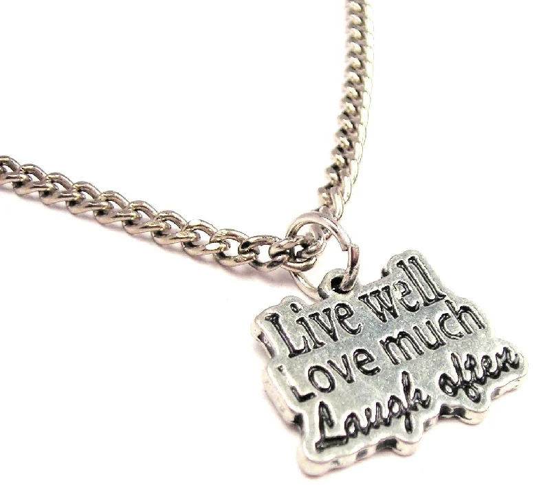 fashion choker necklaces -Live Well Love Much Laugh Often Single Charm Necklace