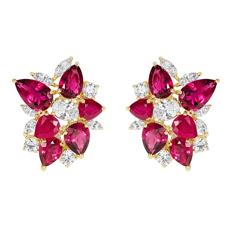 zirconia earrings for women -Earrings - Ruby, Rubellite, Crystal and Diamond