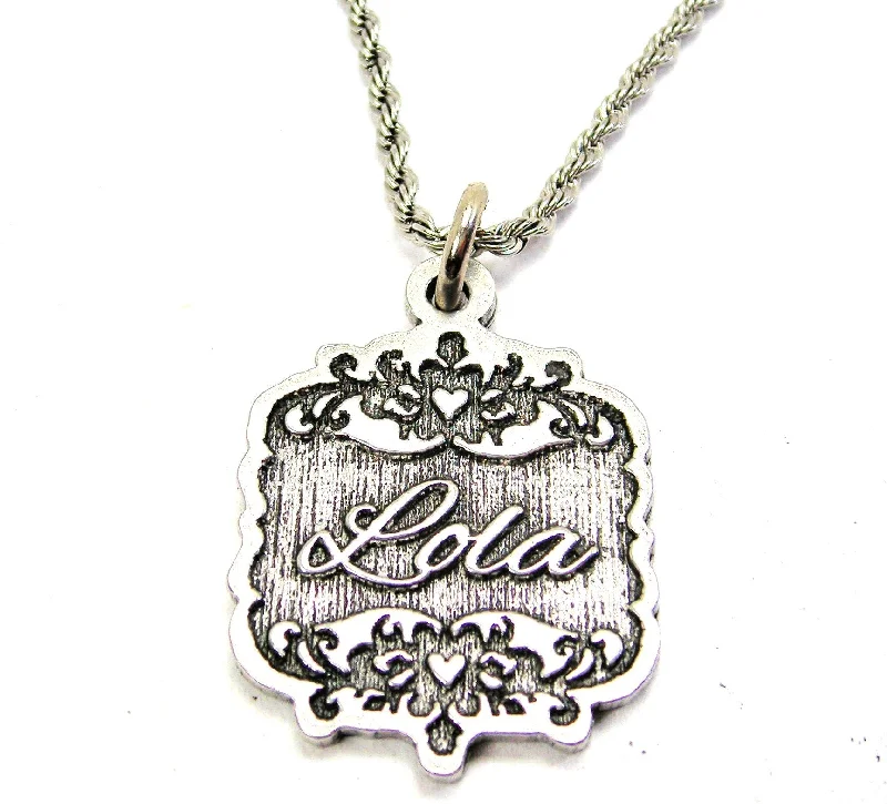 gemstone drop necklaces -Lola Victorian Scroll Single Charm Necklace